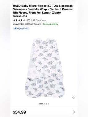 Halo Grey Elephant Fleece Sleep Sack with Pastel Accents